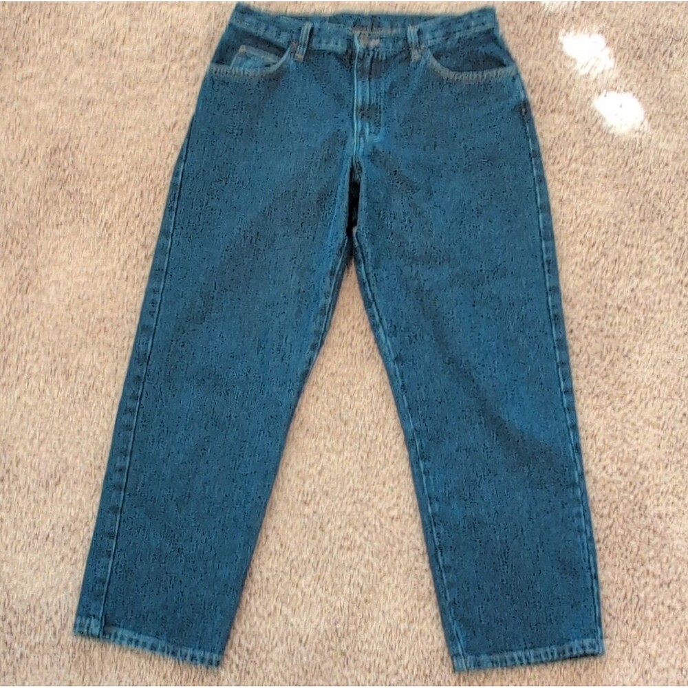 Wrangler Men's Straight Fit Blue Denim Jeans Medium Wash Button Zip 5-Pocket 34